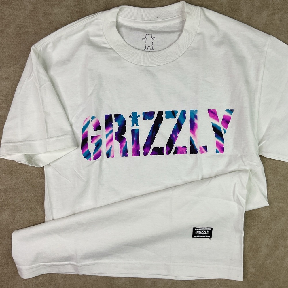 Grizzly Griptape T-Shirt Men Sz S Graphic Tee Bear Logo White NWOT